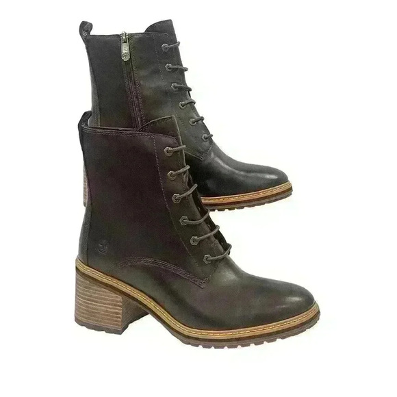 Timberland Sienna Women's Dark Brown Leather Heel Booties SZ US 10 EU 41.5 NWOB - Picture 2 of 15